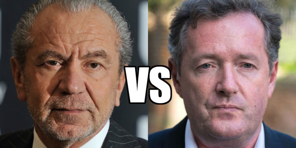 digitalspy's tweet photo. Sack work off on Friday because Alan Sugar vs Piers Morgan will finally happen on live TV https://t.co/tW8Vte0T6I https://t.co/AMXAqkhW7r