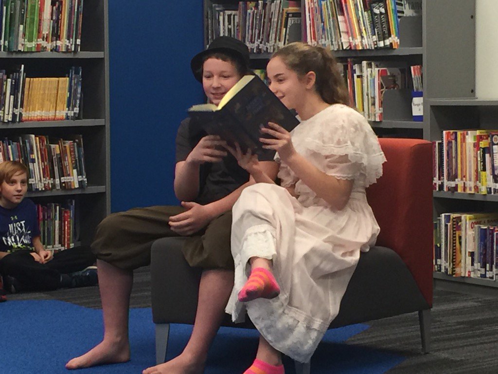 DrKathyGarneau's tweet photo. Tom and Becky get engaged! #tomsawyer #7students @BannockburnLib https://t.co/p66QSvasZk