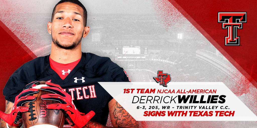TechAthletics's tweet photo. Please welcome NJCAA First Team All-American and newest Red Raider, Derrick Willies! #GunsUp #WreckEm16 https://t.co/iV9XfBZFyl
