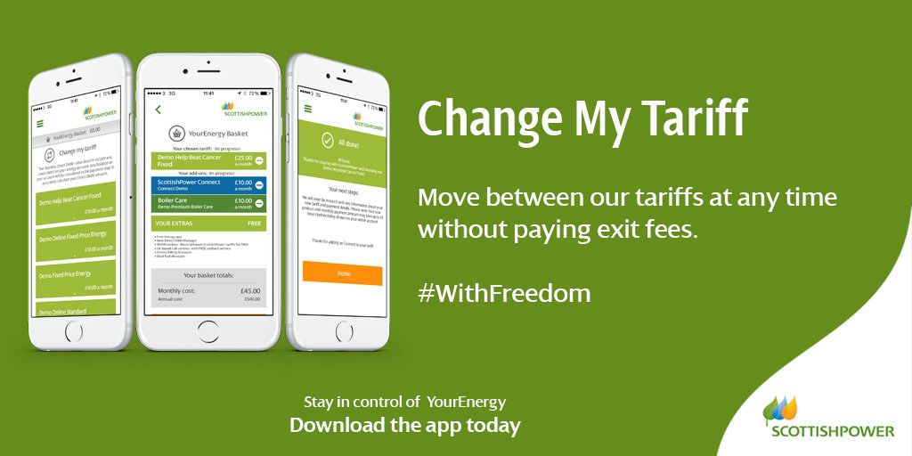 SP_EnergyPeople's tweet image. The #YourEnergyApp allows you to move to our best deals, any time, without fees #WithFreedom scottishpower.co.uk/yourenergyapp/
