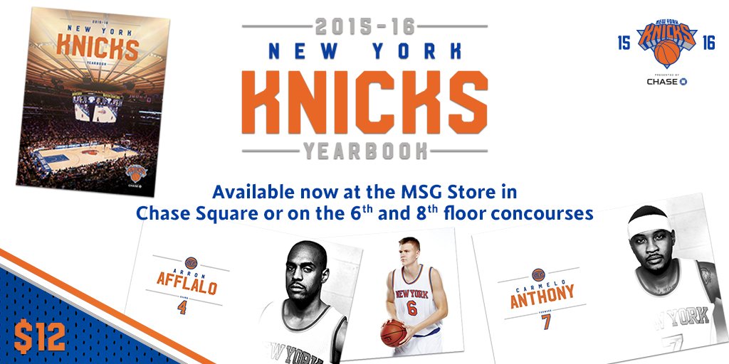 nyknicks's tweet photo. The 2015-16 #Knicks Yearbook is available now.  Get yours now at all MSG Store locations today! https://t.co/fM1nrqnQt6