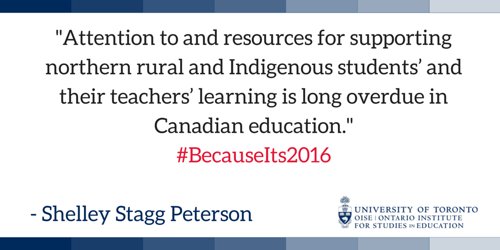 OISEUofT's tweet photo. #BecauseIts2016 Prof. Shelley Stagg-Peterson on what is long overdue in Canadian education #cndedu #edchat https://t.co/udtTLXaomN