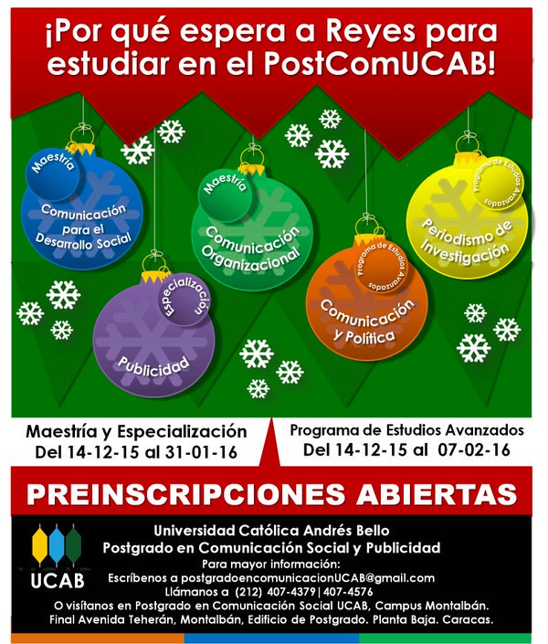 eluniweb's tweet photo. #Uninforma: Ya inicio el proceso de pre inscripciones de #Postgrado en la #UCAB https://t.co/wgENOdJbWs