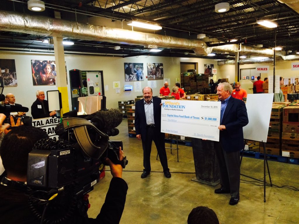 arrowatwork's tweet photo. Presser announcing $1 million gift from @StDavidsFDN to @CAFBTX to help in the fight against hunger. A good day. https://t.co/ofjhsEIOsH