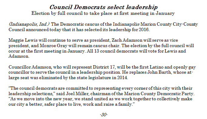 IndyThisWeek's tweet photo. New: Council Dems announce @MaggieALewis to remain president, @ZachAdamson to become vice president @rtv6 https://t.co/VMxh0EadxT