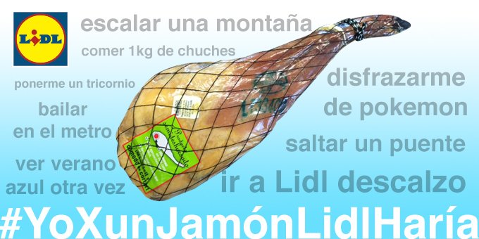lidlespana's tweet photo. @LidlEspana sortea 1 jamón ibérico.
Haz RT y COMENTA con el HT #YoXJamónLidlHaría El más original, se lo lleva. https://t.co/G7Rs2wRZ3x