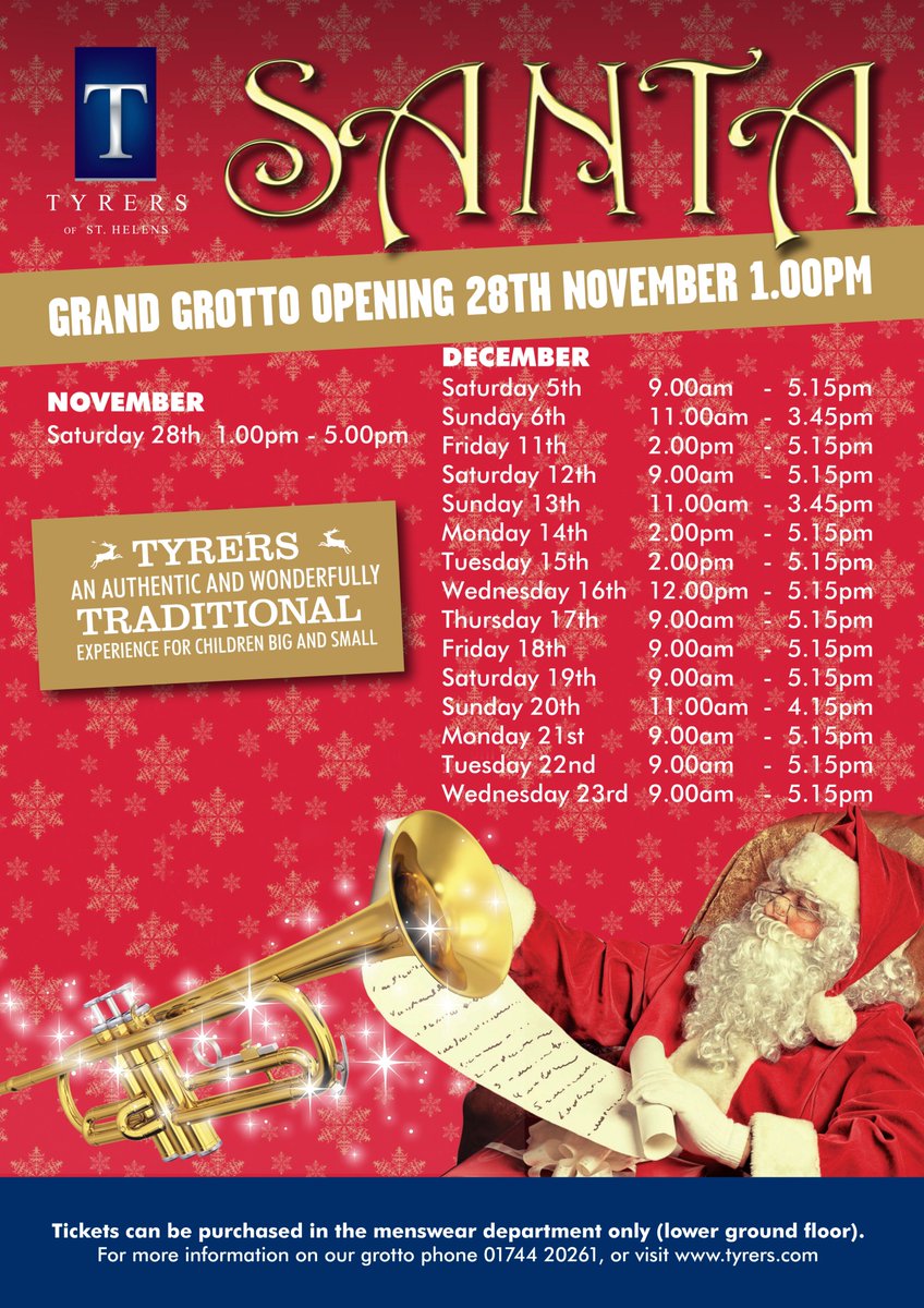 TyrersStHelens's tweet photo. Have you booked Grotto tickets yet? Limited spaces available!  The final visit will be on the 23rd December. https://t.co/De3azgiH6V