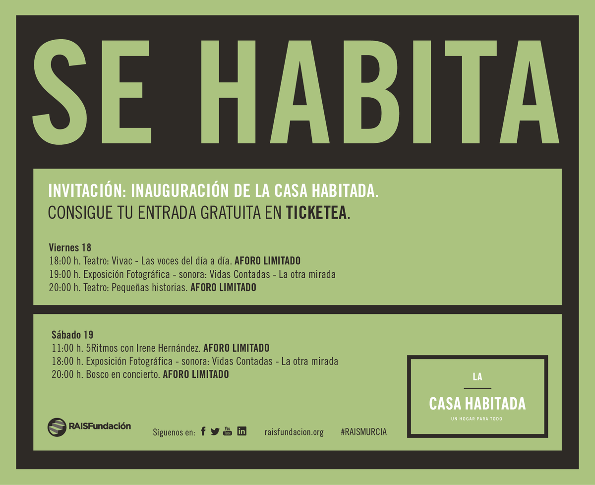 Este fin de semana Inauguración de #LACASAHABITADA de #RAISMURCIA, ¡no te la pierdas!