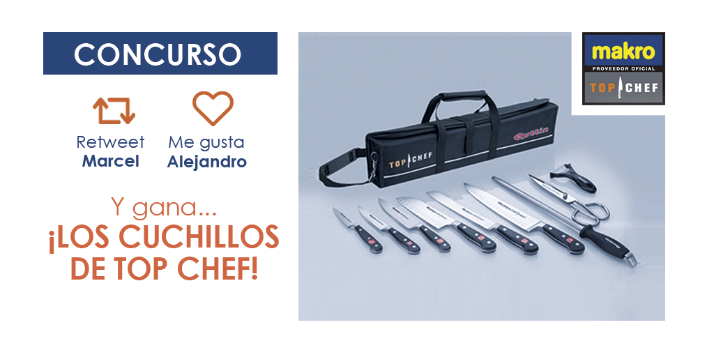 makroESP's tweet photo. #CONCURSO ¿Quieres los cuchillos de #TopChef? 🔪 Síguenos, y elige a tu ganador: RT por Marcel, ❤ por Alejandro https://t.co/y8yNtfNzRr