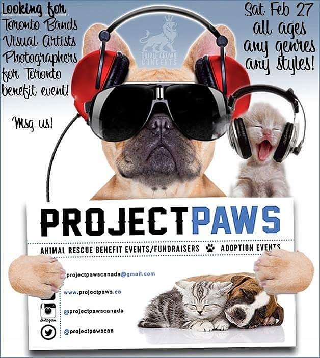 Bands, Visual Artists, Photographers want to play or sell art/prints? Msg projectpaws.ca Feb 27 <a href="/EtobHumaneSoc/">Etobicoke Humane Soc</a>