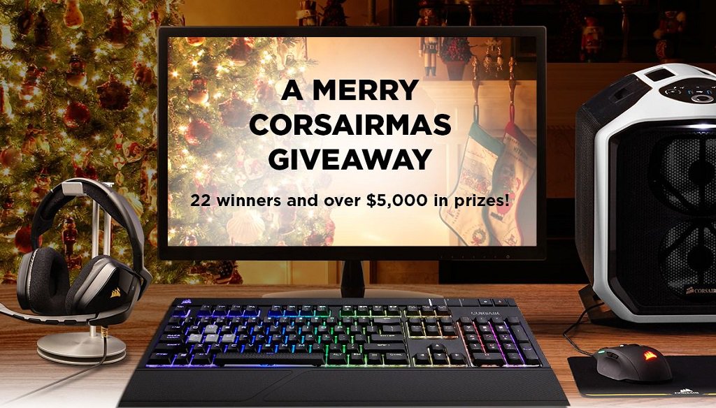 CORSAIR's tweet photo. It's time to celebrate #Corsairmas! 22 winners and over $5,000 in prizes! Enter to win: https://t.co/gve7RT3N2b https://t.co/8FKZtHJWEH