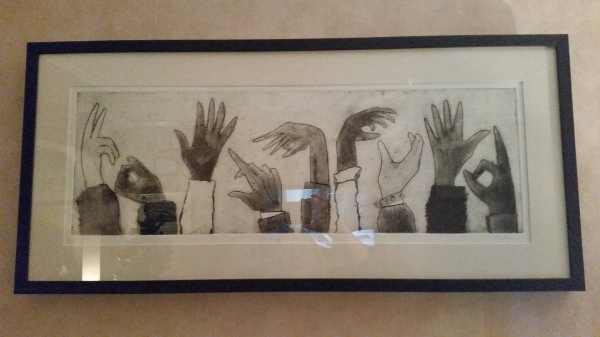 9McBrides's tweet photo. My Justin Mitchell lino cut and Caroline Robinson collagraph re-framed @BlueswiftJ - quality work #art #Ramsgate https://t.co/zRchtU8pU0