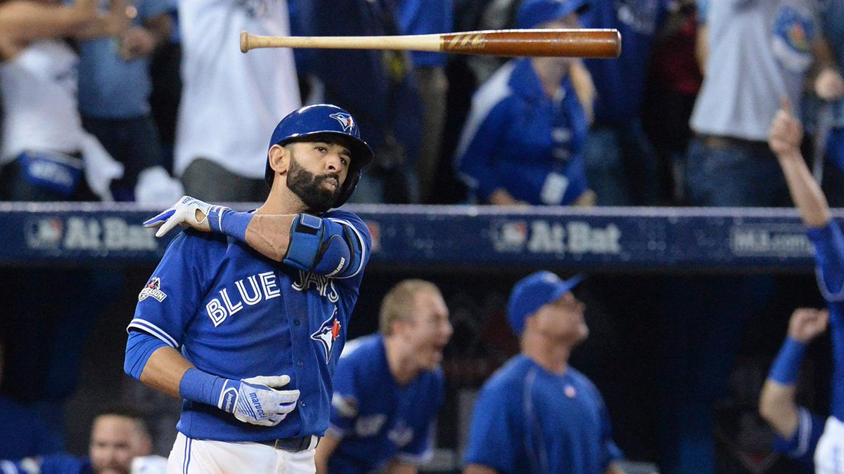 Sportsnet's tweet photo. Can Escobar's WS homer top Bautista's bat-flip smash? Vote: https://t.co/lNSjLaXOBb #OneUpChallenge #OatmealCrisp https://t.co/oJe6IJZjYJ