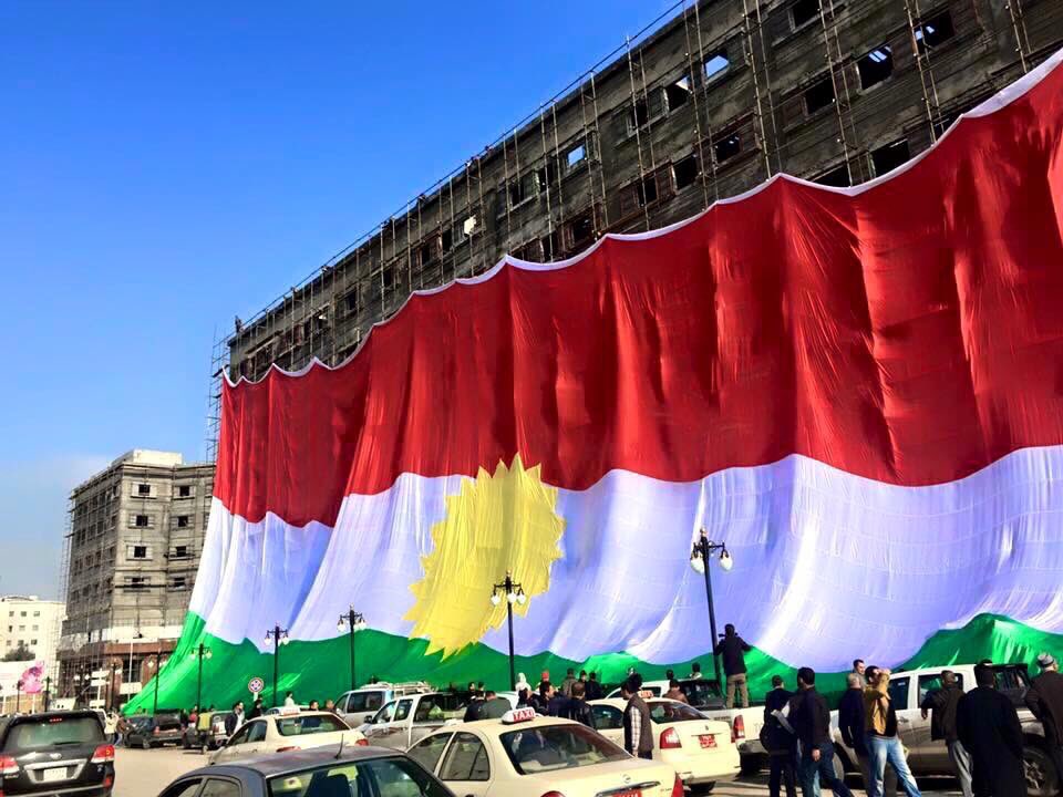MevanAkreyi's tweet photo. On the occasion of #kurdistan flag day recovering one of the biggest building in "#Halwer (Arbil).. #TwitterKurds. https://t.co/o7uDnj9P2w