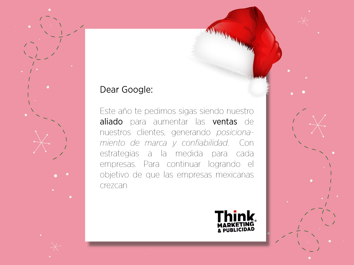 THKmarketingMx's tweet photo. #DreamThink ya le hizo la cartita a #GOOGLE
Y estos fueron los deseos . . . #ThinkMP #Christmas #Wishes #Marketing https://t.co/vBSwxjAEWF