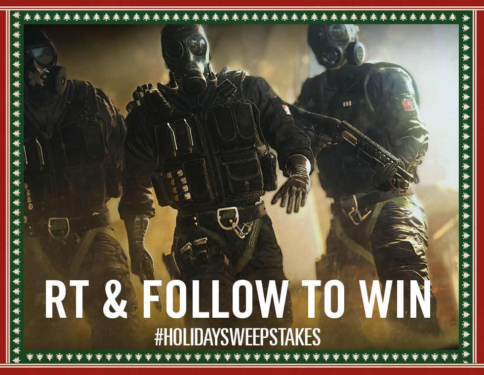 UbisoftCanada's tweet photo. RT &amp; FOLLOW US for a chance to WIN a #RainbowSix Gold Edition code &amp; an Xbox One console! #HolidaySweepstakes https://t.co/k1KBfxnEA1