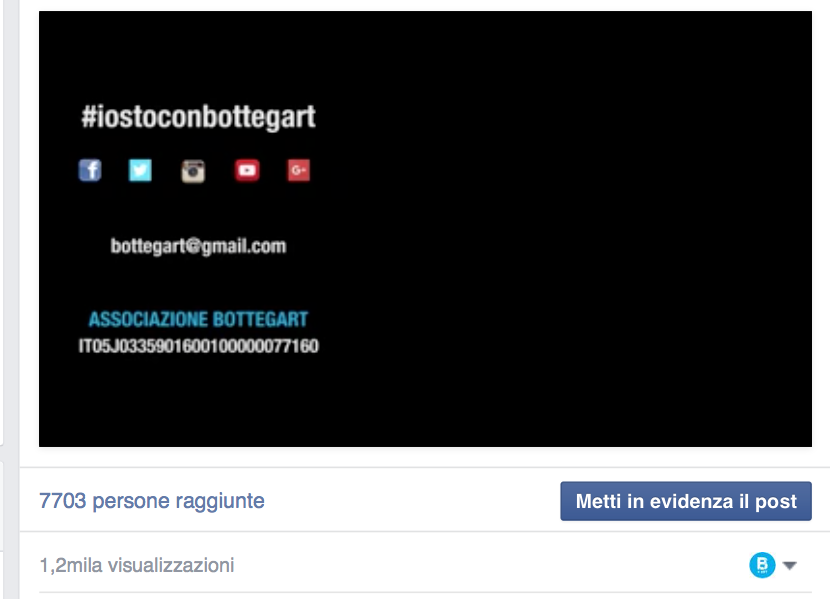 1,2 mila visualizzazioni per SOSTENERE <a href="/BottegArt/">BottegArt</a> in meno di 48 ore. 
facebook.com/58332303513371… #iostoconbottegart