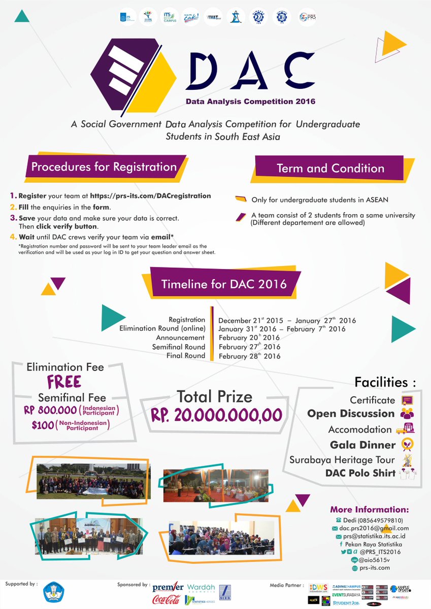JatengEvent's tweet photo. Data Analysis Competition (DAC) 2016 kompetisi analisis data tingkat ASEAN 
(https://t.co/56zqPdDHDq)
#PRS2016 https://t.co/eZQGwincPB