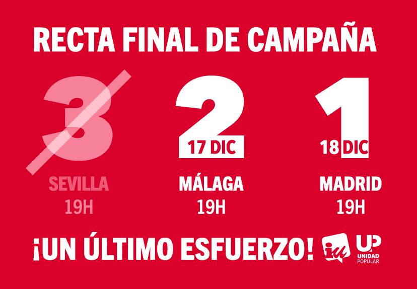 IzquierdaUnida's tweet photo. #RectaFinal Un último esfuerzo que quedan dos días y va a merecer mucho la pena. Nos jugamos construir un #NuevoPaís https://t.co/nm5GFO2pzZ