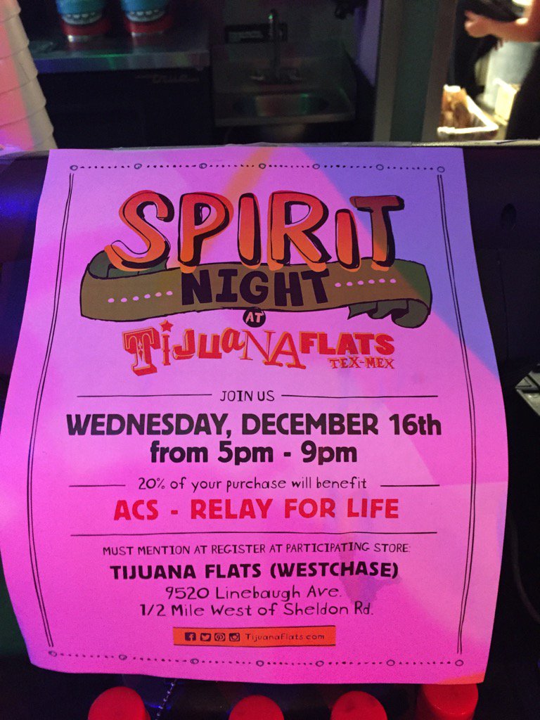 mattdon23's tweet photo. Thank you @TijuanaFlats in Westchase for hosting our relay event. @Relay_WC #CancerSurvivor https://t.co/ZQHBQUWjF4