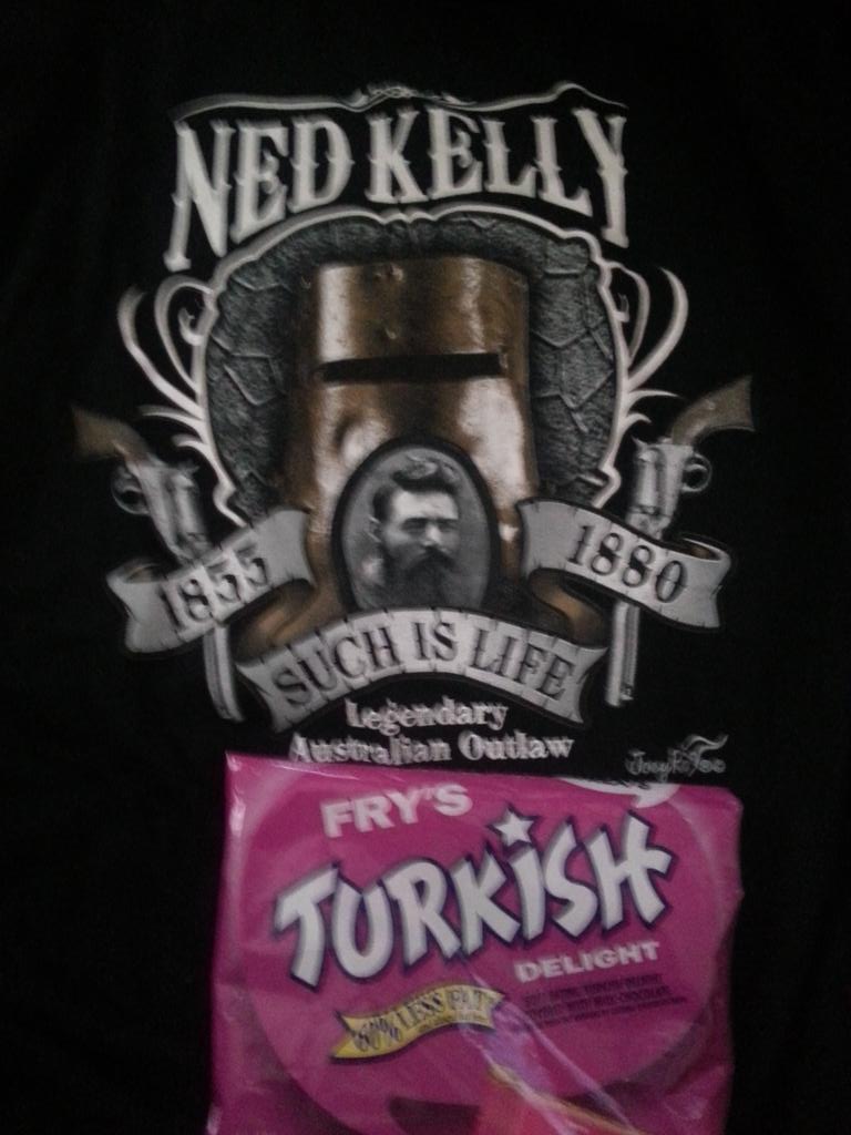 BGLoneGuyFox's tweet photo. Ned Kelly t shirt and Aussie candy!!! It maybe a #christmas present but I open presents early. Muhahahahaha https://t.co/cD2gCFwj94