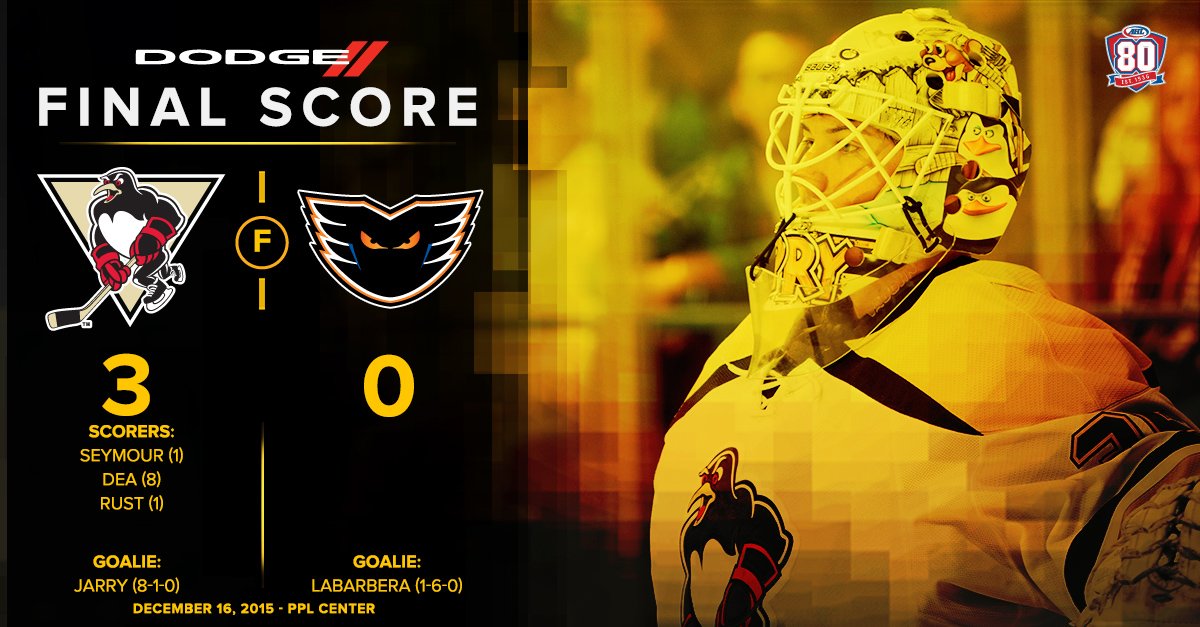 WBSPenguins's tweet image. Two straight shutouts for Tristan Jarry, three in a row for the #WBSPens, who down the @LVPhantoms 3-0.