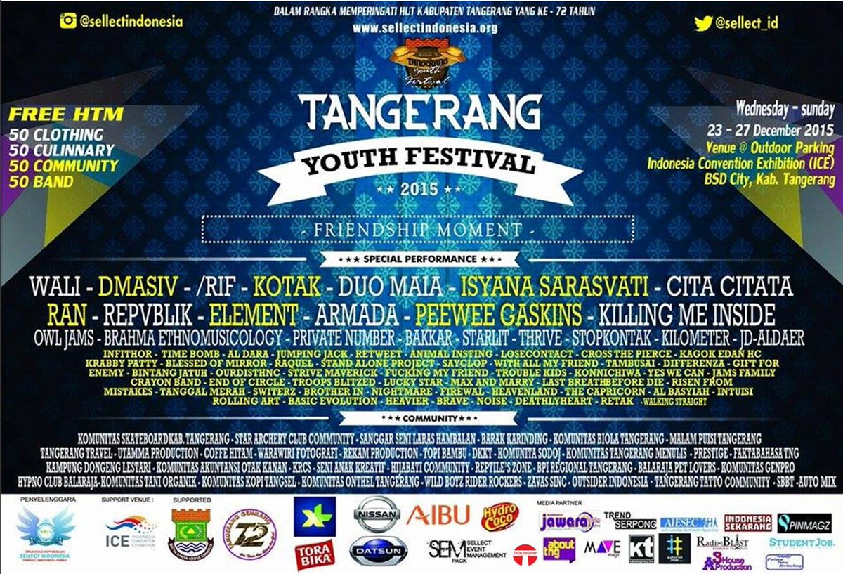 "TANGERANG YOUTHFEST" 23-27 Des 2015 @ ICE BSD City. Info booth BB 59B6E5E3 <a href="/OMNIPOTENTCLO/">Omnipotent Clothing</a> <a href="/USBESTCo/">USBEST CO.</a> <a href="/SCREAMINBUBBLE/">SCREAM IN BUBBLE</a>