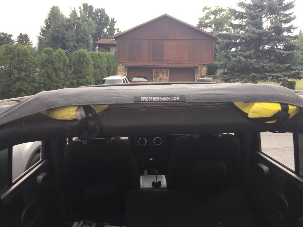 BevanJeep's tweet photo. My @SpiderWebShade is holding water leaking through my hardtop. I haven't figured out how yet! #leakyjeep #JeepLife https://t.co/B1T0UhOhOQ