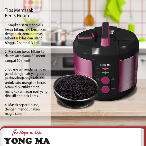 YongMa_Ind's tweet photo. Pernah coba beras hitam? Selain antioksidan tinggi, beras hitam lebih banyak serat &amp; sedikit mengandung gula https://t.co/ODWe0mOf5W