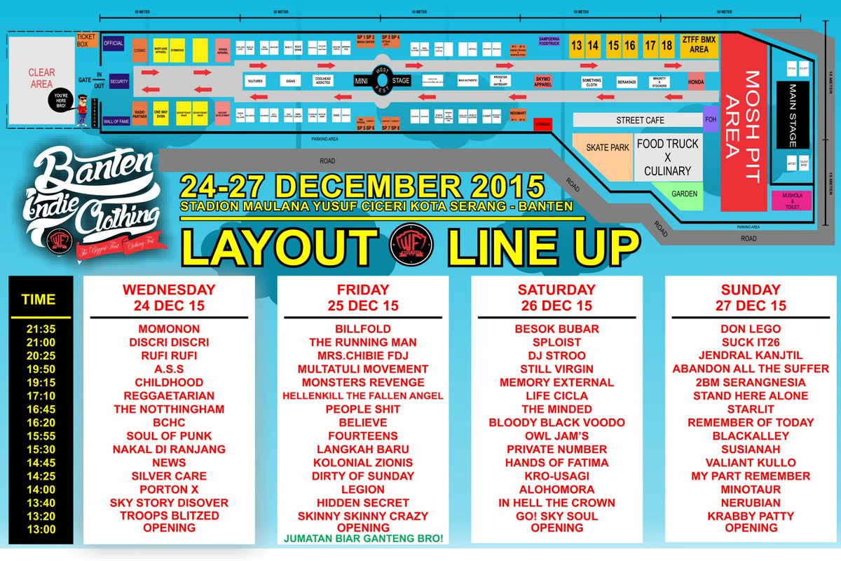 Silahkan dicek nih cantik layout dan line upnya di #BantenIndieClothing2015 kita ngelenong dihari minggunya ya:))