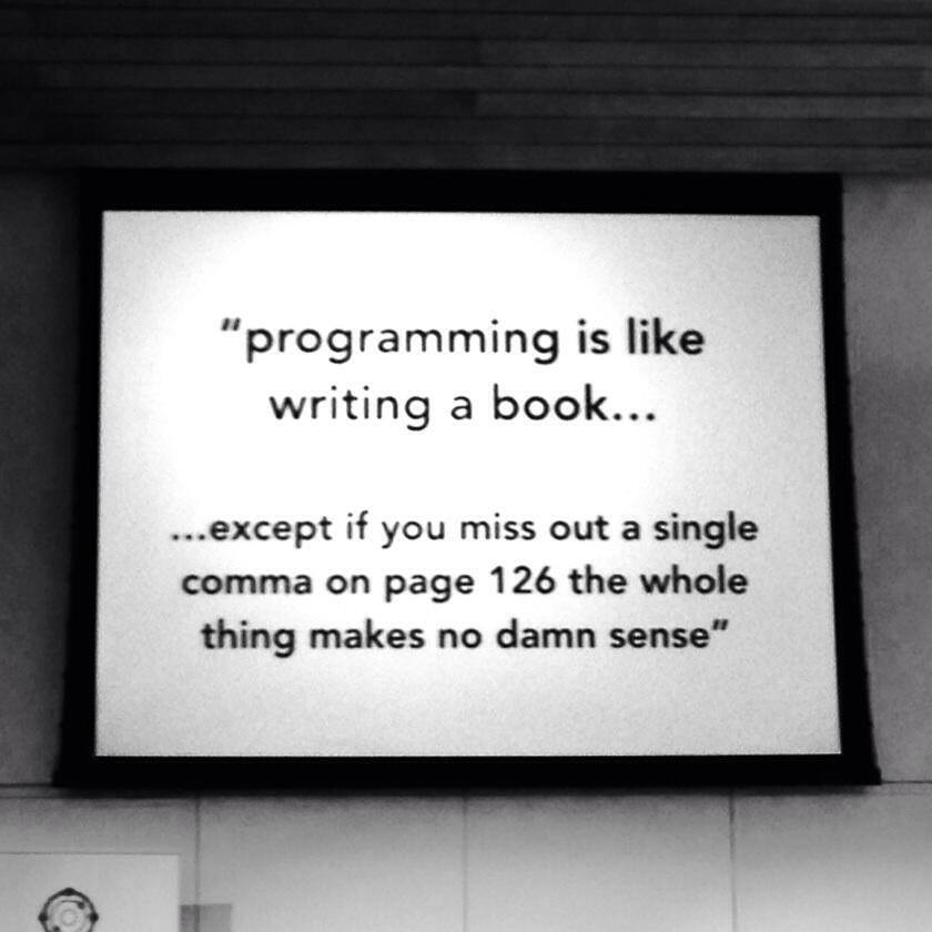 codeproject's tweet image. Programming is like writing a book ...