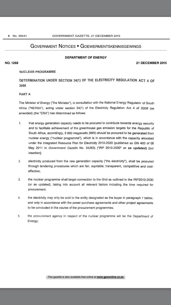 SongezoZibi's tweet image. Remember the gov said our nuclear story last week was a lie? Look at this sneaky document.