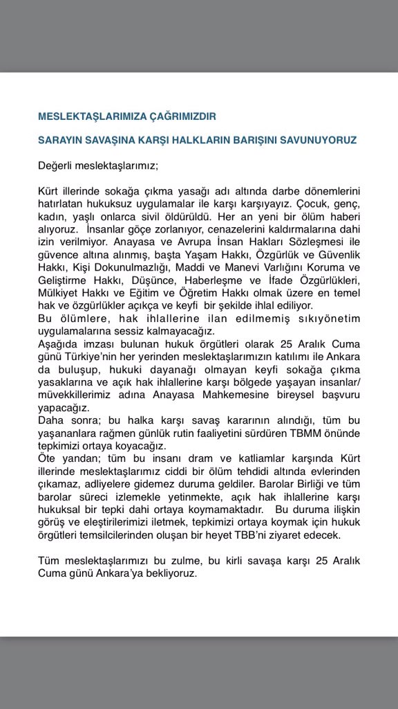 ohdankara's tweet photo. Tüm meslektaşlarımızı Kürdistan'daki kirli savaşa karşı 25 Aralık Cuma günü Ankara'ya çağırıyoruz ‼️ https://t.co/pfbbz3jbVO