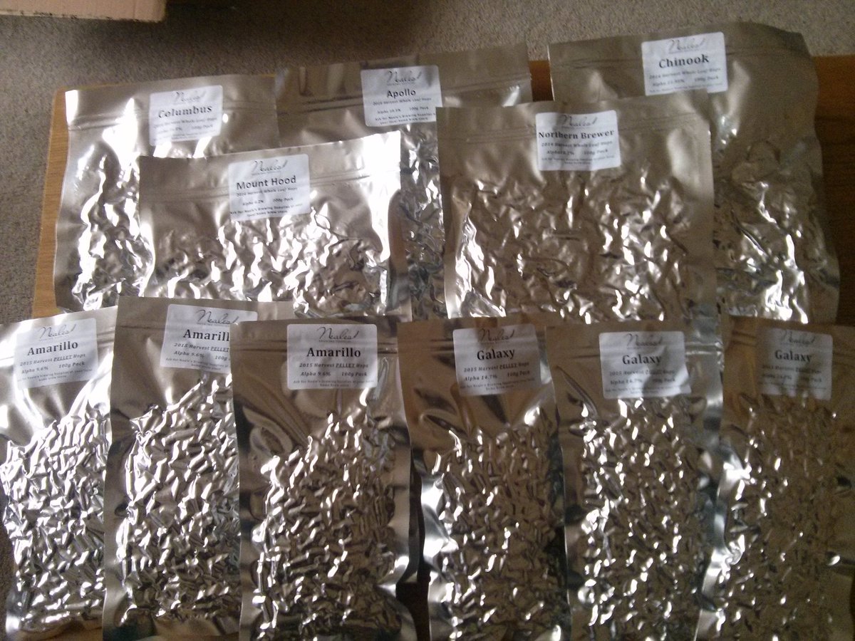 NamelessBrewCo's tweet photo. Christmas has come early thanks to @themaltmiller and @DPD_UK. Can't wait to get these in some beers. #BrewYearsDay https://t.co/KUcbZdGjR3