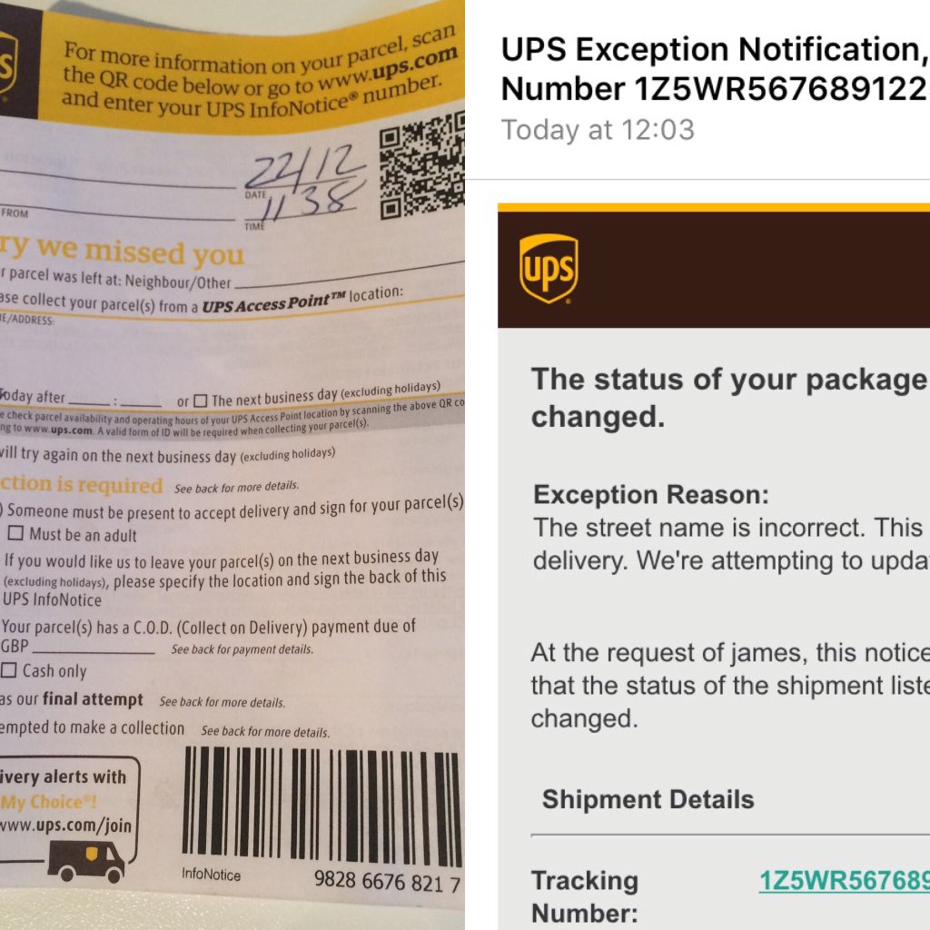 JOWD_etc's tweet photo. How extremely poor is @UPS - carded for signature Tuesday, rescheduled for today then "address incorrect" @UPSHelp https://t.co/iEEbgU6Hdx
