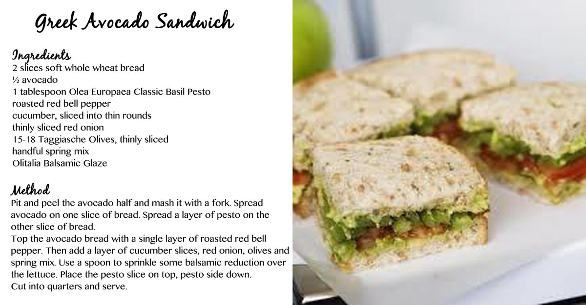 OliveTreeIndia's tweet photo. #greek #Sandwich #avocado #culinaryweek #recipeshare #recipeweek #healthy #easy #snacks #olivetreetrading #foodporn https://t.co/JGoDvoDjzv
