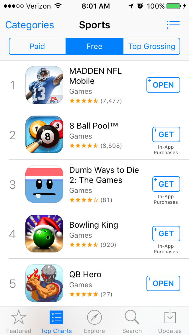 qb_hero's tweet photo. QB Hero is now a Top 5 Sports Game on the App Store! #QBHero https://t.co/TX7KEUYuhK