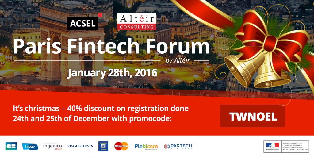 LNizri's tweet photo. #Fintech Christmas time : -40% discount on public price for #PFF16 tickets bought 24&amp;25 Dec. with promo code TWNOEL https://t.co/c6V7TQL308