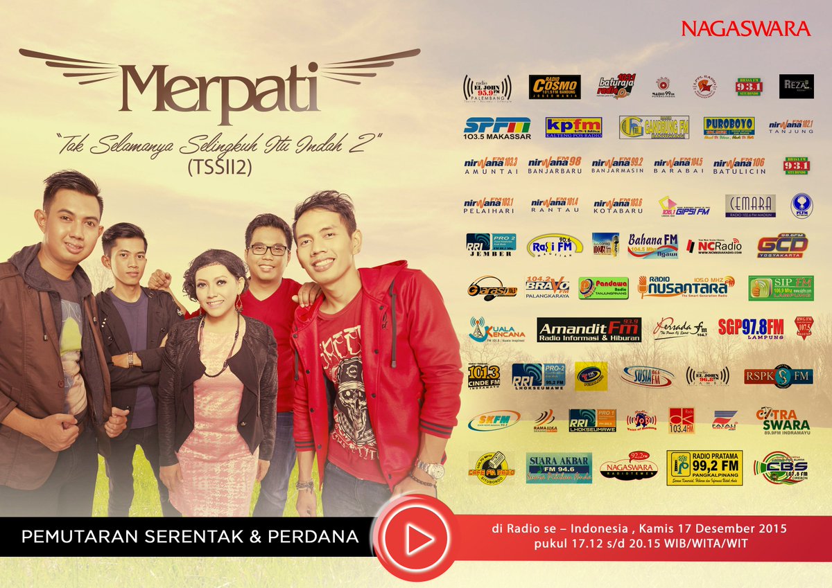 CBS1078fm's tweet photo. Play Now PS Merpati Band "Tak selamanya selingkuh itu indah 2 (TSSII2) @NAGASWARA_ID @Merpatiband #TSSII2Merpati https://t.co/qRau7FnkuG