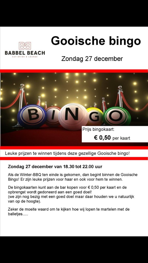 Een gezellige #winter-BBQ met aansluitend een #Gooische #bingo. Geniet van de #winter! <a href="/babbel/">Babbel</a> beach,ons restaurant!