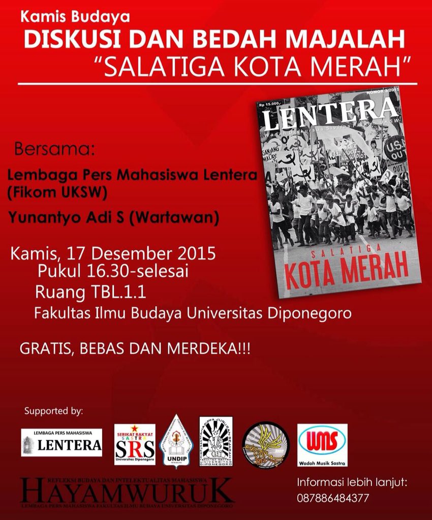 Yuk datang&amp;ramaikan sore ini! <a href="/akukharisma/">KHARISMA FIB UNDIP</a> @KAWAN_UNDIP <a href="/SASINDOUNDIP/">KMSI UNDIP</a> <a href="/sejarahundip/">sponzen.eth</a> <a href="/LpmHayamwuruk/">LPM Hayamwuruk</a> <a href="/HMPSDinggris/">HMPS Bahasa Inggris</a>