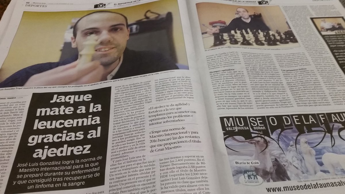 sande_jose's tweet photo. Hoy en el Diario de León Jaque mate a la leucemia gracias al ajedrez @leontxogarcia https://t.co/vCbBPsPCAs