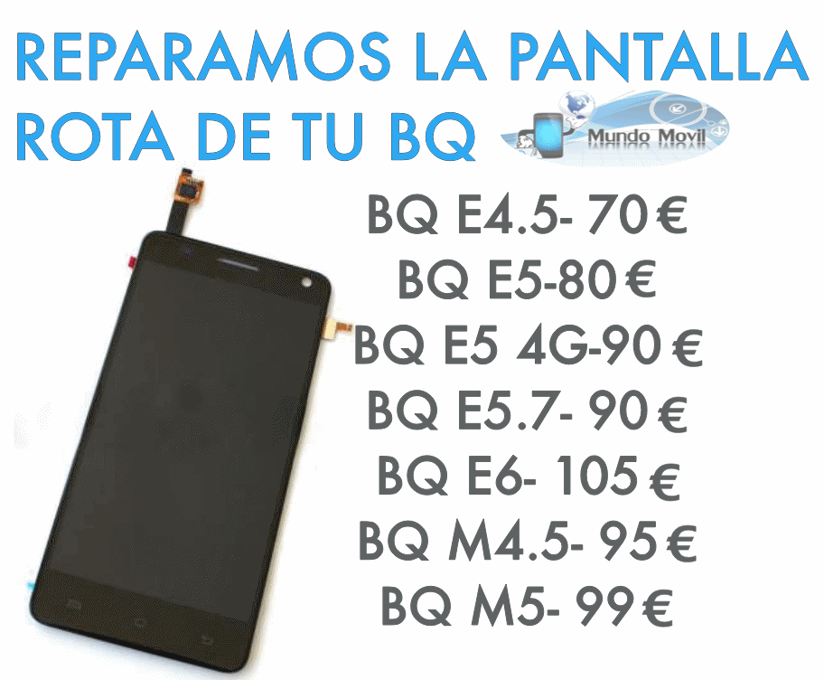 Reparamos la pantalla rota de tu BQ
CALLE colomer #3 
INF: 660926190