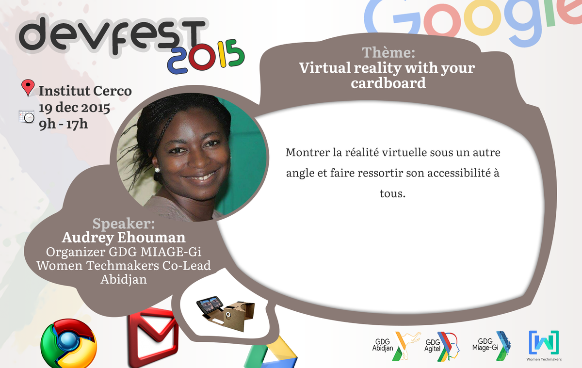 Centonni's tweet photo. #devfestabj2015 Venez faire de la réalité virtuelle une réalité avec notre #rockstar #speaker @Only_Pink3 :) https://t.co/4hrGL7pNAP