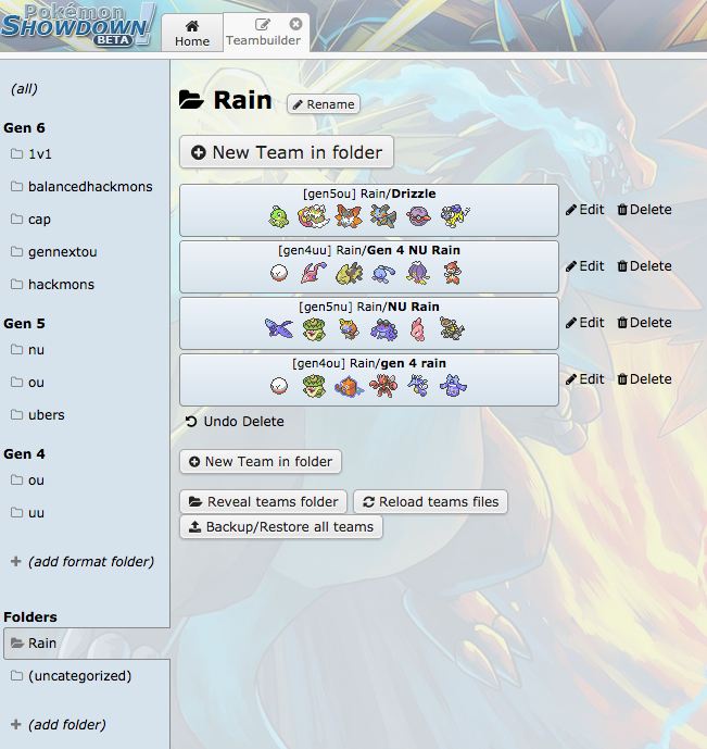 Pokémon Showdown on X: The new folders in the PS teambuilder look