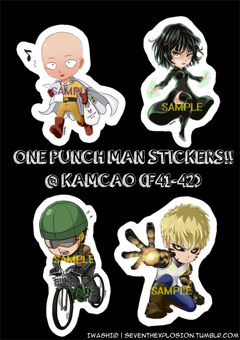 Iwashi_rakugaki's tweet photo. I'm selling these #onepunchman stickers during #CF2015 at the @kamcaoo booth (F41-42) ! :) see you guys there. https://t.co/VxUp11lF9P