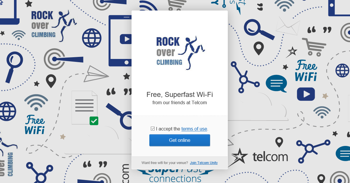 Telcom_Unity's tweet photo. @rockoverclimb - we've set up a shiny new splash page on your Unity hotspot - enjoy! https://t.co/1QcQhGjYfs