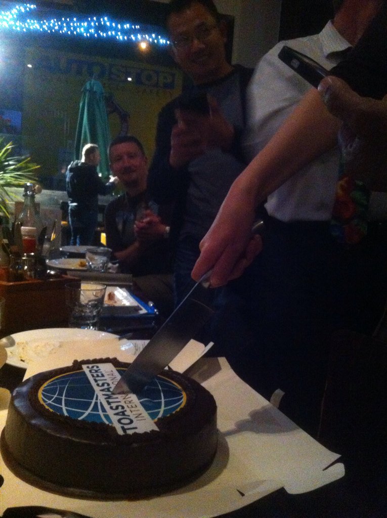 1truegreg's tweet image. Churton Park Toastmasters celebrate their charter party with a charter cake. Yum :)