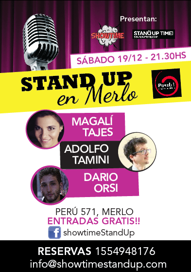 MERLO!! SABADO 21:30 hs hay #StandUp en #Ponele (Perú 571) con <a href="/magalitajes/">Magali Tajes</a> @HarryTamini y <a href="/darioorsi/">dario orsi</a>