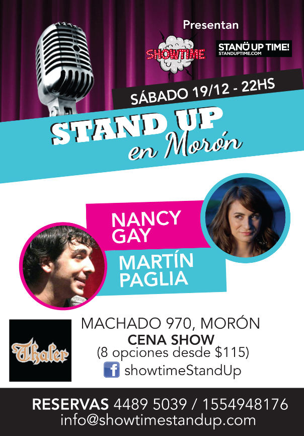 MORÓN!! SABADO 22 hs hay #StandUp en #Thaler (Machado 970) con @NancyGay1 y <a href="/martinpaglia/">MARTIN PAGLIA</a>